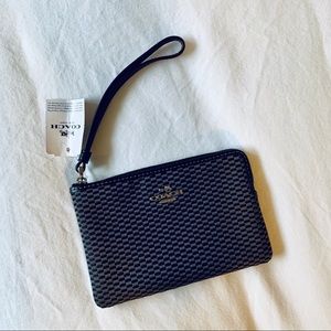 Black and Gray Jacquard Coach Wristlet